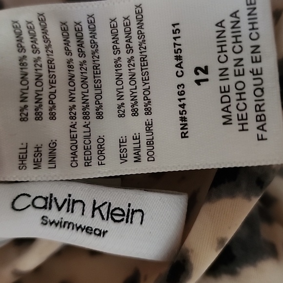 Calvin Klein Women's Cheetah Print One Piece Swimsuit Size 12 . - Picture 5 of 5
